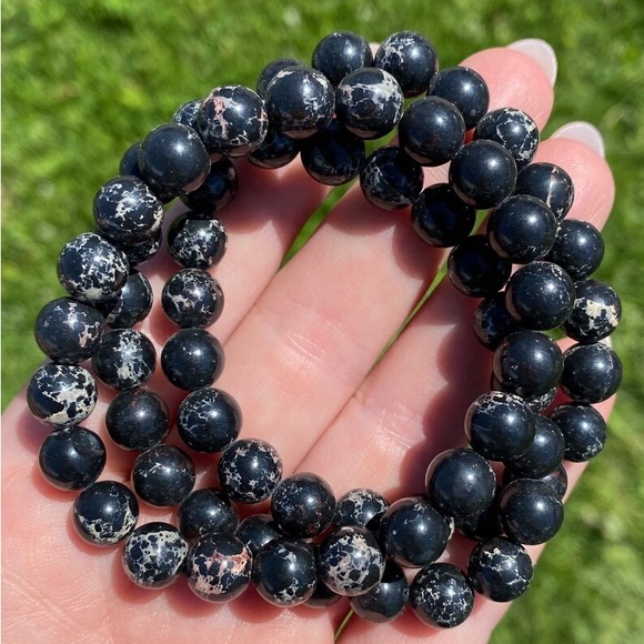 Jewelry - 🆕New Black Sea Sediment Gemstone Bracelet - 8mm